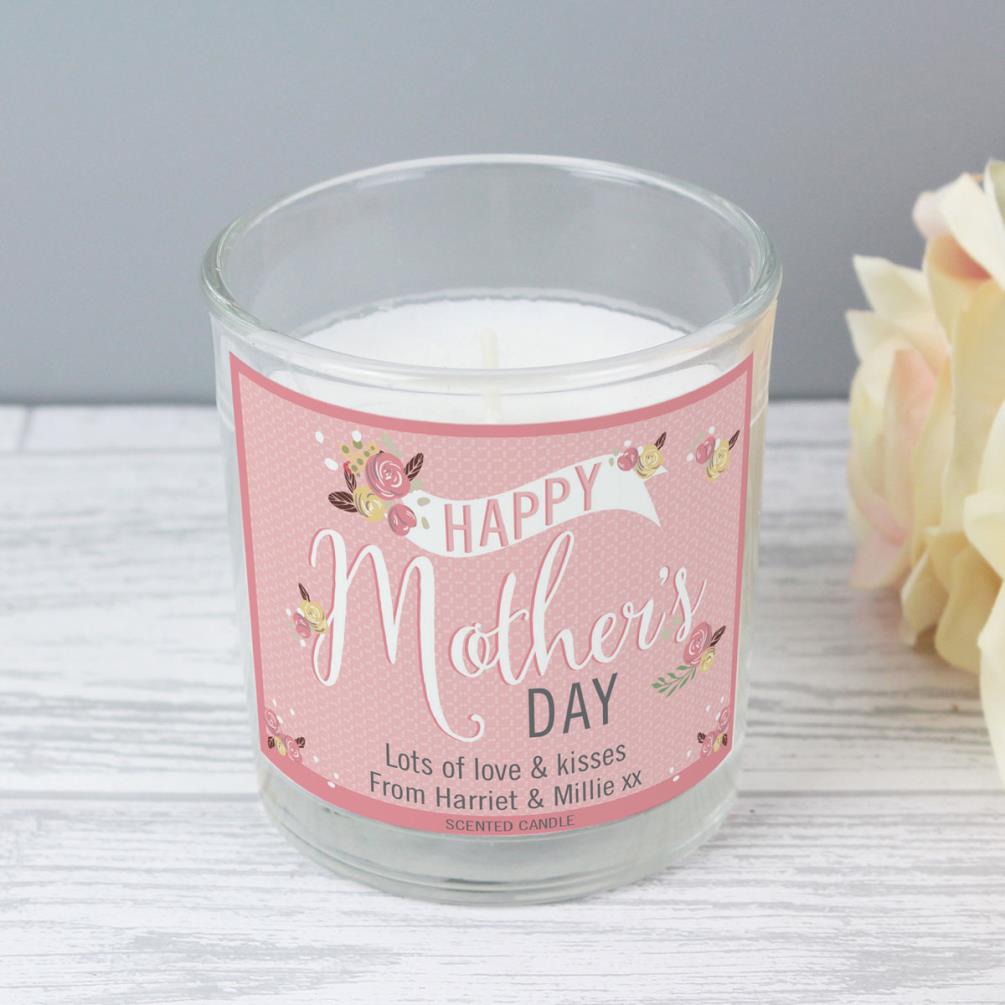 Personalised Floral Bouquet Mother's Day Scented Jar Candle Extra Image 2